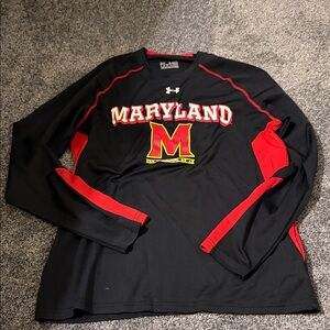 Under Armour Men's Black and Red Maryland Long Sleeve Tee